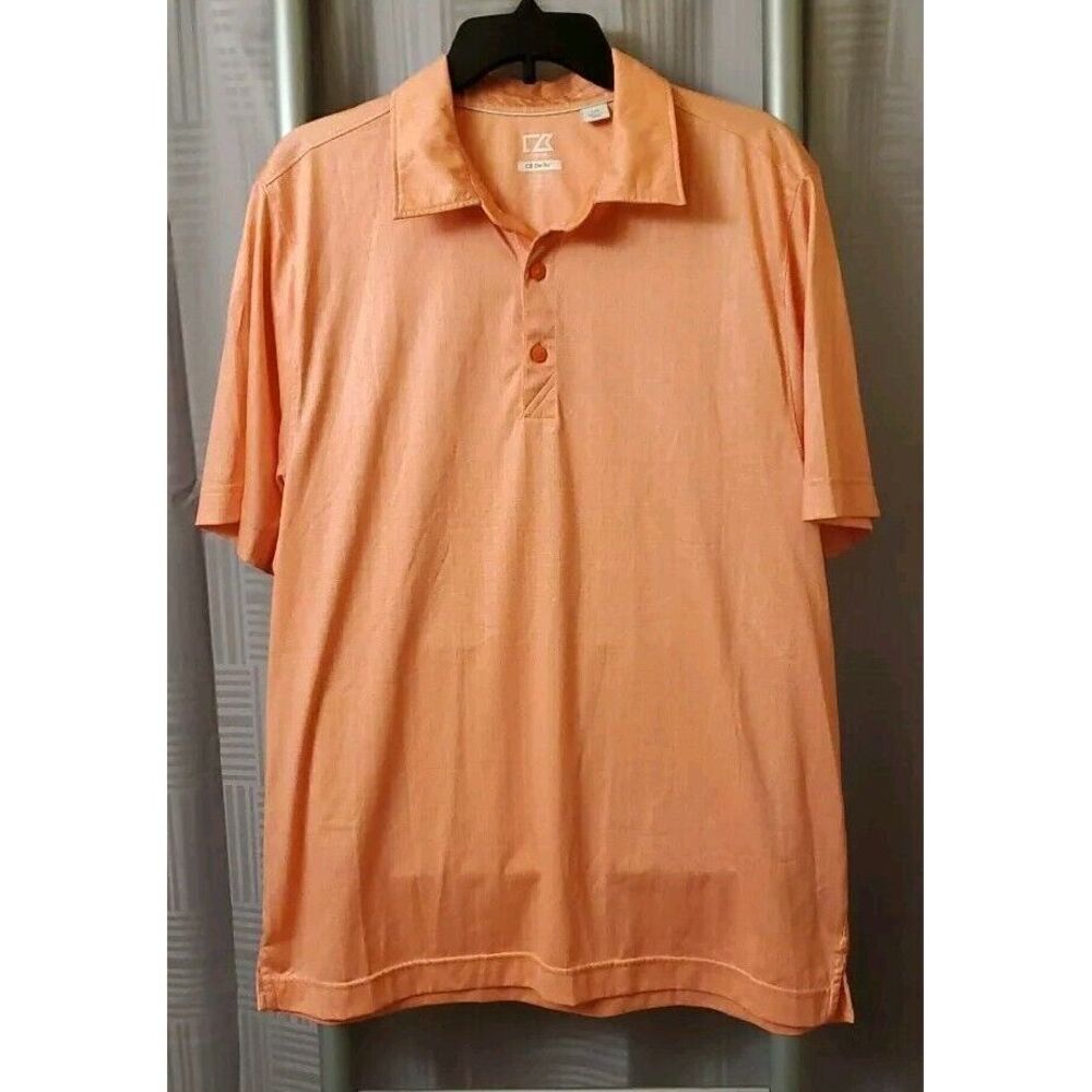 Cutter & Buck Drytec Polo Shirt Men's‎ Large Coral Polyester